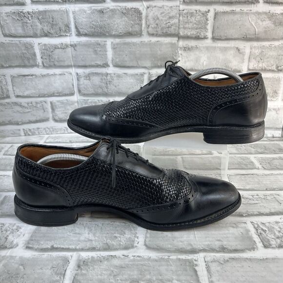Allen Edmonds Hampstead Men’s Size 12 D Black Leather Wingtip Woven Oxford Shoes main image 9